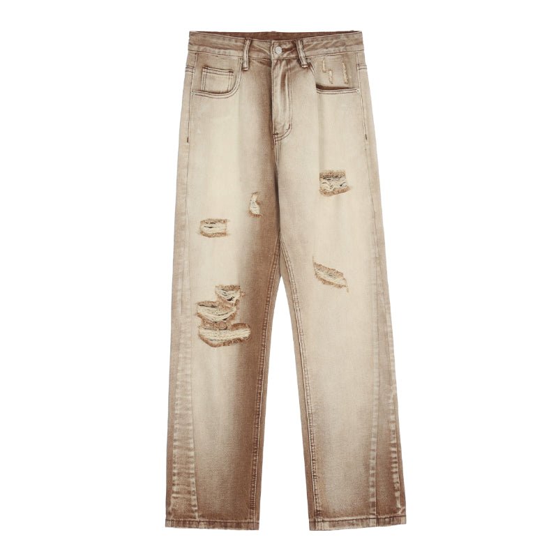 fashion denim jeans mens destoryed holes zipper straight jeans hip hop streetwear spring summer casual joggers jeans men pants unique joggers style 3150