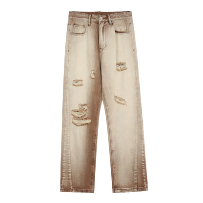 fashion denim jeans mens destoryed holes zipper straight jeans hip hop streetwear spring summer casual joggers jeans men pants unique joggers style 3150