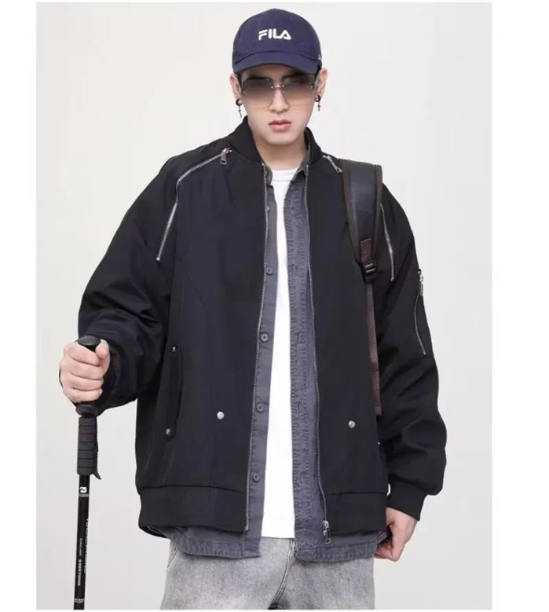 2024 spring american pilot jacket mens multi pocket trendy street loose bomber cardigan couple fashion zipper baseball coats unique default style 2791