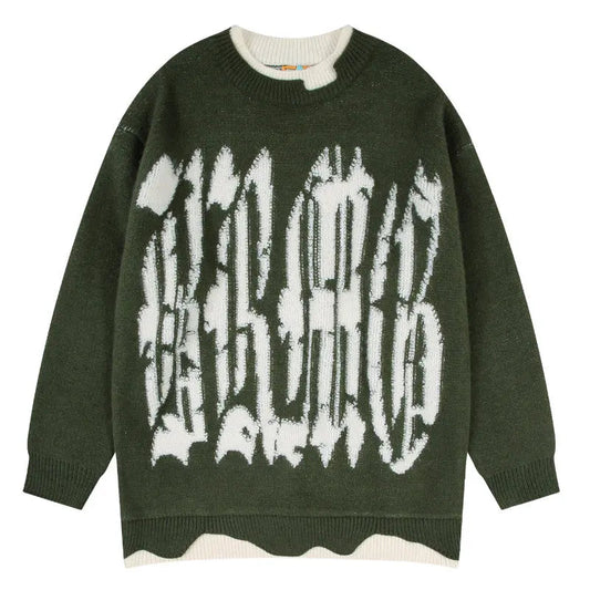Mens Sweater Fashion Patchwork Fake Two Pieces Streetwear Hip Hop Knitted Sweaters Pullover Casual Cotton Sweater Unisex Clothes Street King Limited