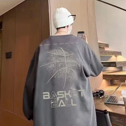 Funny Cartoon Basketball Graphic Pullovers Fleece Sweatshirts Hombre Letter Printed Crewneck Hoodie Y2K Streetwear Clothing Street King Limited