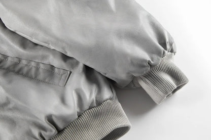 new arrival vintage heavyweight dirty grey double layer hooded leather jacket with multiple pockets zipper design cotton jacket unique default style 134