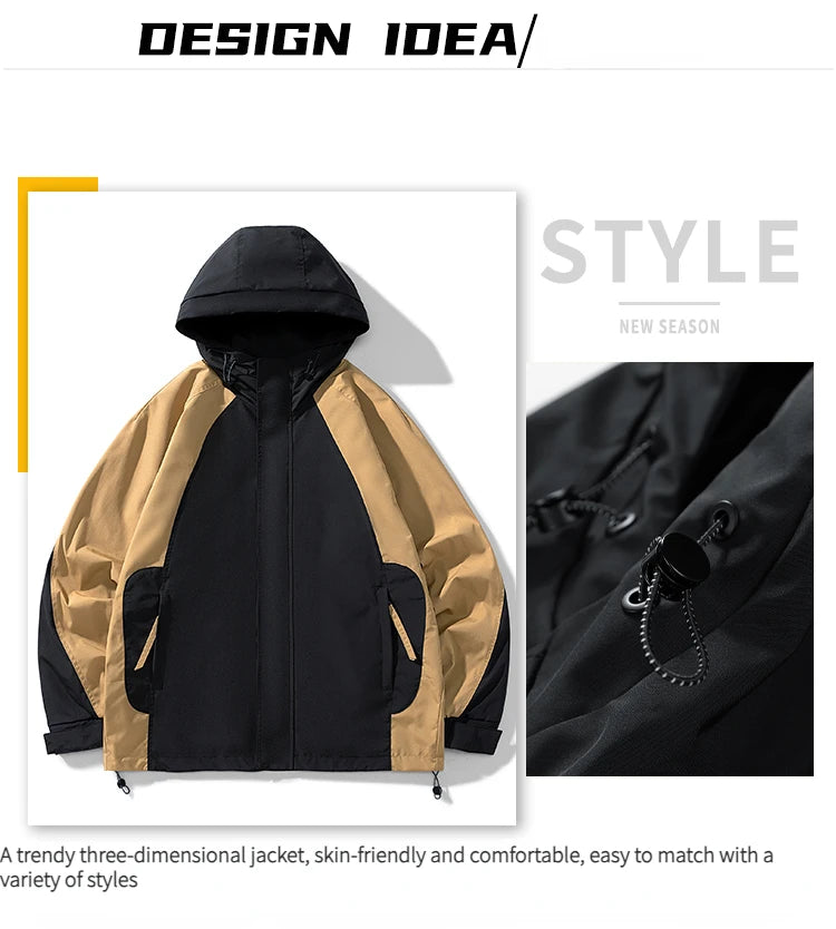 men loose fashion patchwork jacket zip up coats 2024 spring autumn outerwear multi coloured couple windbreaker outdoor coat unique default style 5458