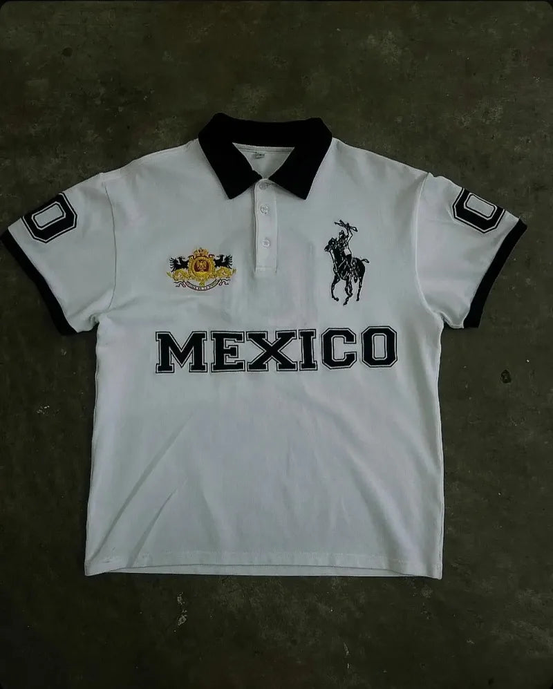 Streetwear American Street Hip Hop Fashion Letter Printed Lapel Short Sleeved Y2K 2024 American Street Hip Hop Fashion Letter Printed Lapel Short Sleeved Y2K Rock Punk Retro Casual Loose Polo Shirt Tops Men Fashion Sweater Jacket With Graphic Design For Men