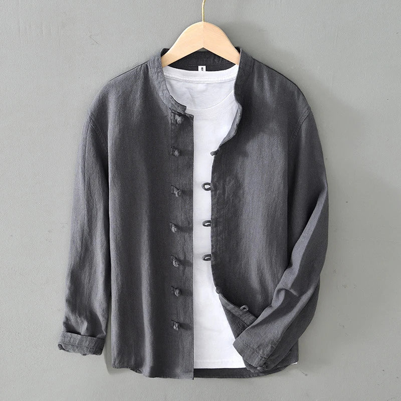 Men's Shirt Vintage Cotton Linen Long Sleeve Shirt Spring Summer Autumn Loose Fashion Casual Blouse Male Plus Size Cardigan Top Street King Limited