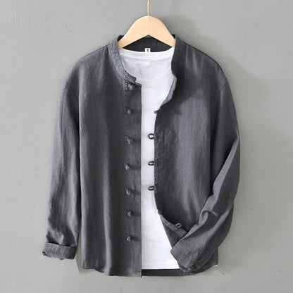 Men's Shirt Vintage Cotton Linen Long Sleeve Shirt Spring Summer Autumn Loose Fashion Casual Blouse Male Plus Size Cardigan Top Street King Limited