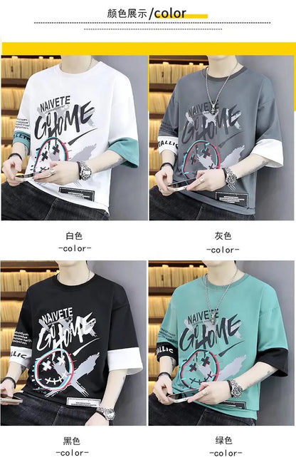 Summer Men's T Shirts Fashion Harajuku Printing Short Sleeve Tops Tee Men Casual Men Clothing Japan Streetwear Trend T Shirt Men Street King Limited