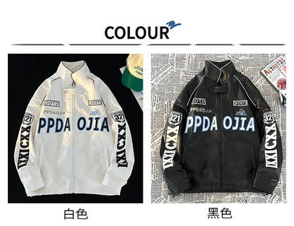 american style coat mens spring and autumn street pilot biker jacket oversized hip hop letter embroidery pu leather jackets unique default style 441