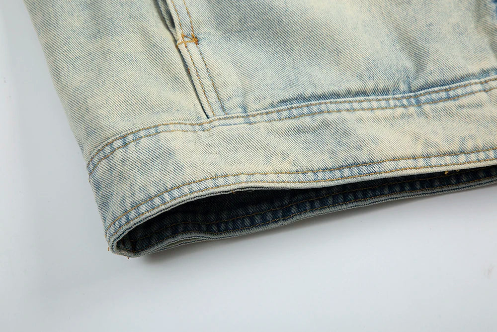 y2k streetwear washed biker jeans jackets for men and women zipper pocket ropa hombre windbreaker denim coat oversized unique jeans style 815