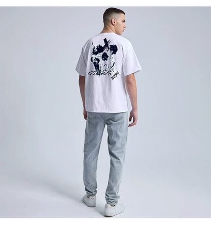 Rainbowtouches 2022 Vintage New Brand Mens T-Shirt High Street Tidal Current Skull Pattern Mens T Shirt Men Hip Hop Women  Shirt Street King Limited