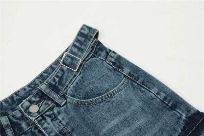 vintage multi pocket jeans mens harajuku cargo denim pants retro hip hop straight loose jean pants men clothing unique cargo style 595
