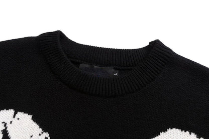 Hip Hop Knitted Sweater Men Winter O-neck Anime Spider Web Pattern Pullover Streetwear Casual Loose Sweater Warm Jumper Knitwear Street King Limited