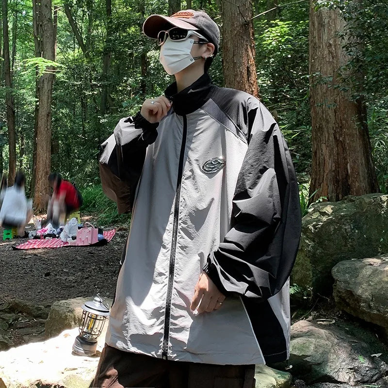 new sport charge jacket mens korean trend color blocking quick drying thin coats summer outdoor sunscreen casual windbreaker unique default style 1923