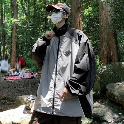 new sport charge jacket mens korean trend color blocking quick drying thin coats summer outdoor sunscreen casual windbreaker unique default style 1923