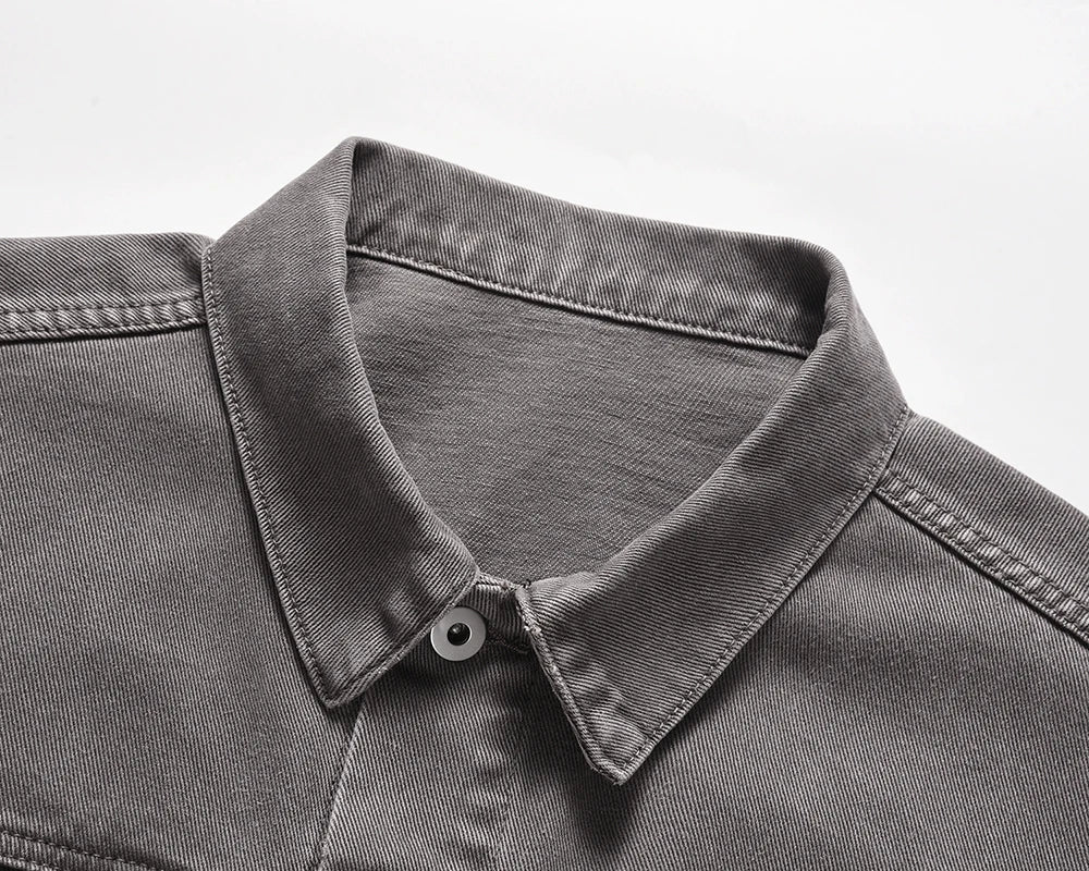 2023 autumn and winter solid color washed gray jeans jackets for men harajuku cleanfit baggy y2k denim coat oversized loose tops unique jeans style 42