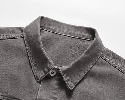 2023 autumn and winter solid color washed gray jeans jackets for men harajuku cleanfit baggy y2k denim coat oversized loose tops unique jeans style 42