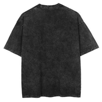 Trendy American Street Y2K Men's Retro Washed Hip-hop T-shirt Summer Ins Niche Pattern Printed Couple Personalized Tops Street King Limited