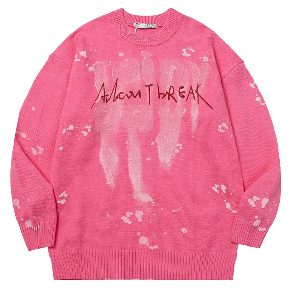 2023 Men Fashion Knitted Sweater Letter Printed Harajuku Oversized Hip Hop Sweaters Fall Winter Loose Jumper Pullovers Street King Limited