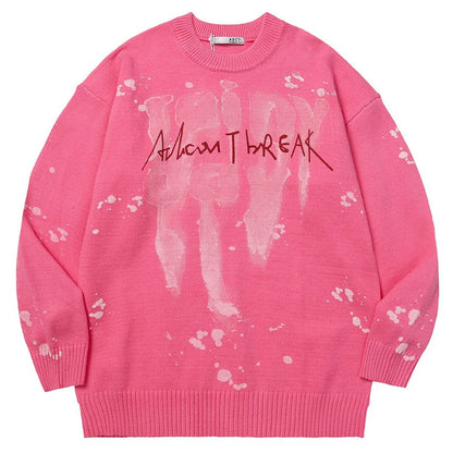 2023 Men Fashion Knitted Sweater Letter Printed Harajuku Oversized Hip Hop Sweaters Fall Winter Loose Jumper Pullovers Street King Limited
