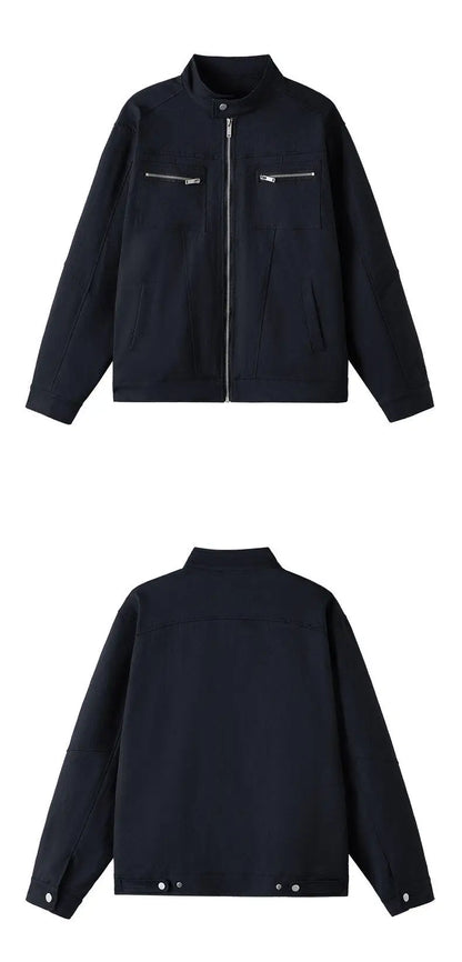 men retro casual stand collar streetwear fashion loose lightweight short motorcycle jacket women spring autumn coat outerwear unique shorts style 420