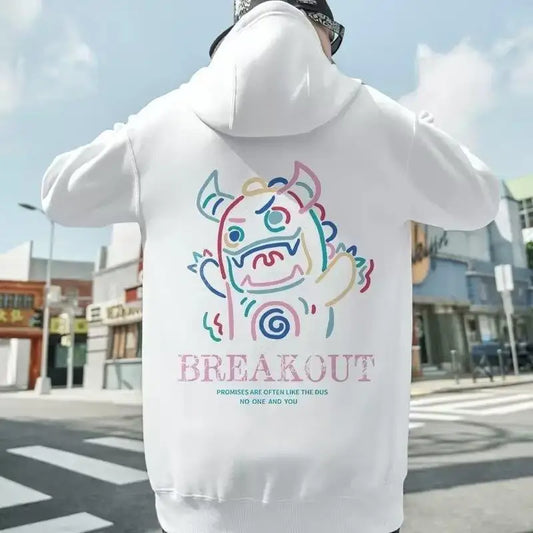Breakout Cattle Harajuku Prints Mens Pullover Hoodies Casual Loose Sweatshirts Male Fashion Autumn y2k Hoodie Hip Hop Tops Street King Limited