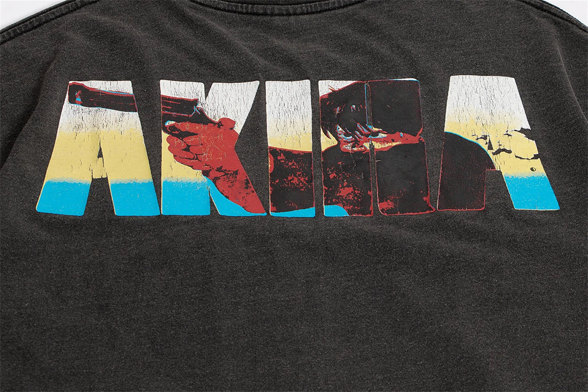 24ss Summer Vintage Retro Anime Printing High-Street T-Shirt Tops Street King Limited