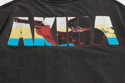24ss Summer Vintage Retro Anime Printing High-Street T-Shirt Tops Street King Limited