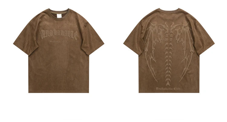 Men Oversized T Shirt Skull Skeleton Printed  Harajuku Streetwear Tshirts Fashion Casual Loose Suede Hip Hop Y2K T-shirt Tops Street King Limited