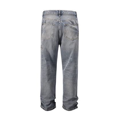 frayed hole washed pantalones hombre baggy jeans mens straight hip hop casual ropa y2k denim pants oversized cargo trousers utility cargo pants