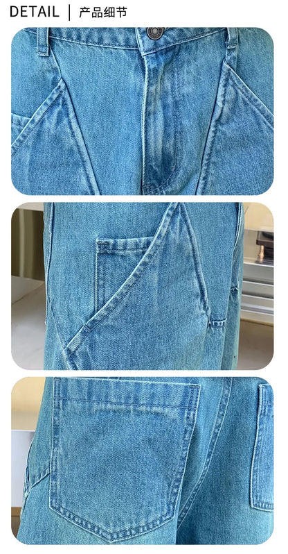 cityboy splice fashion brand jeans men streetwear hip hop vibe loose casual straight washed denim baggy jeans pant man trousers unique jeans style 2544
