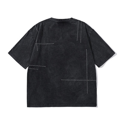 2024 Hip Hop T-Shirt Black Blue Streetwear Water Droplet Embroidery T-shirts Casual Cotton Unisex Tshirt Men Tops Tees Hipster Street King Limited