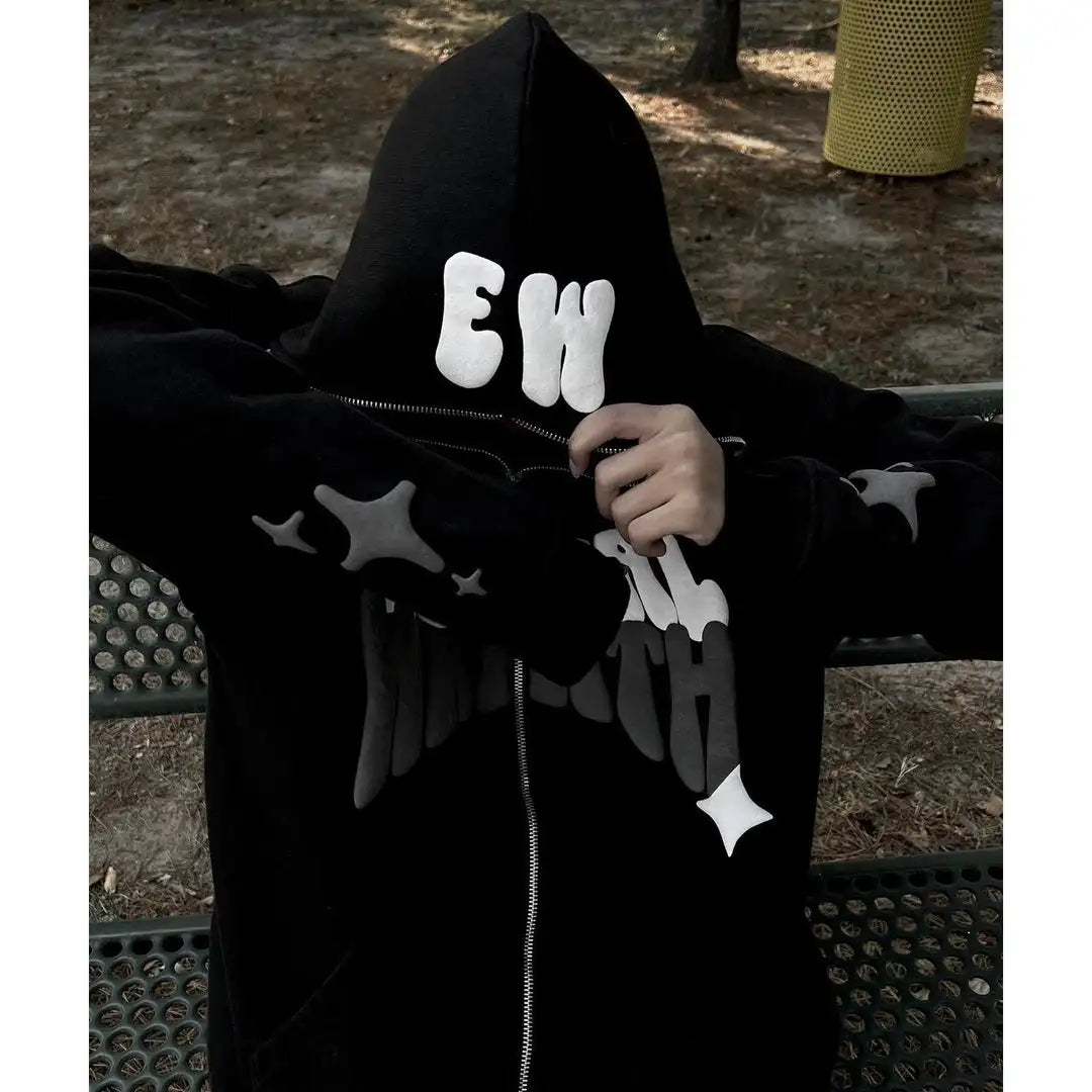 Harajuku Oversized Diamond skull Print Streetwear Hoodie Vintage Streetwear Tops Sweatshirt Goth Hoodies Women Y2k Clothes Street King Limited