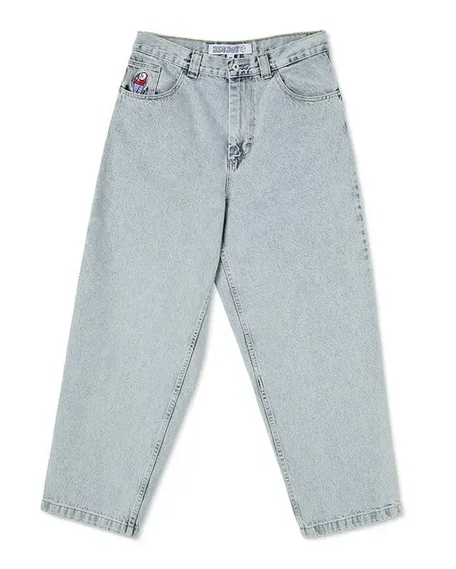 retro blue hip hop big boy jeans y2k pants streetwear gothic cartoon embroidery baggy jeans punk rock high waist wide trouser unique jeans style 3646