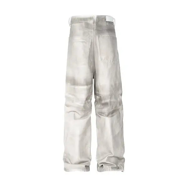 pleat patchwork dir wash racing pants mngu washed distressed white straight overalls dirfit loose trousers unique default style 1337