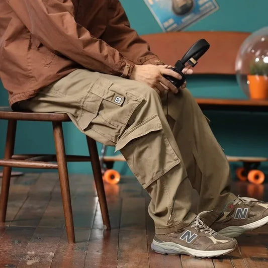 american vintage baggy cargo pants men outdoor sport military tactical sweatpants y2k straight multi pocket overalls trousers relaxed fit joggers