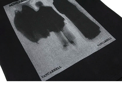 Men Hip Hop T Shirt Streetwear Dark Style Shadow Printed T-Shirt 2023 Summer Short Sleeve Tshirt Harajuku Cotton Tops Tees Black Street King Limited
