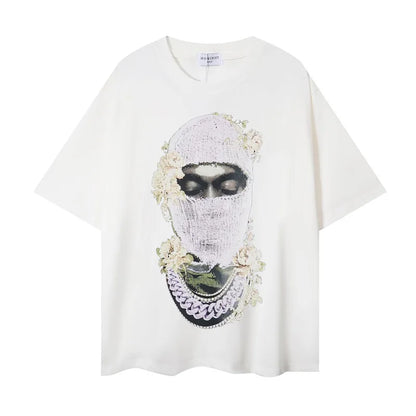 2024ss New IH NOM UH NIT T-shirt Masked Gold Necklace Printing Men Woman Good Quality Chaopai Top Tees Street King Limited