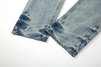 ripped hole distressed black blue washed mens jeans straight casual baggy pockets pencil pants streetwear loose denim trousers unique jeans style 1886
