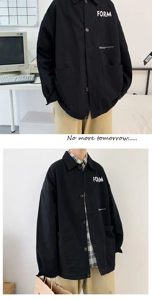 retro japanese workwear vintage style jacket mens spring and autumn korean version trendy handsome loose handsome jacket tops unique default style 4918