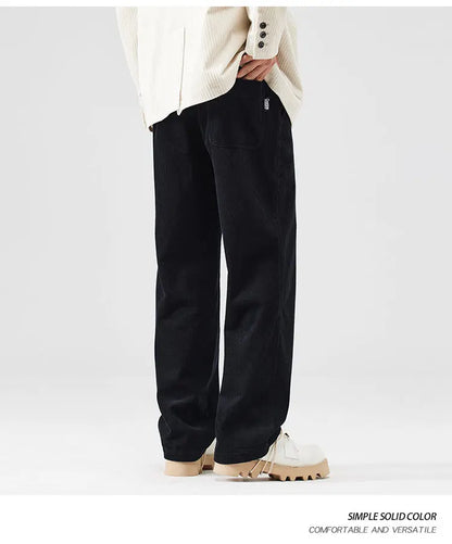 corduroy pants mens fashion loose casual straight large size wide leg baggy trousers office man commuter business corduroy pant unique default style 2067