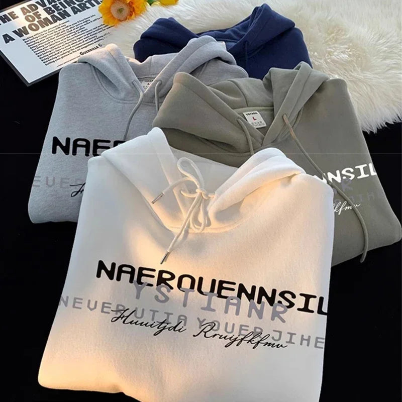 Autumn High Street Letter Printed Hooded Sweatshirt Men Casual Loose Vintage American Style Hoodies Y2K Aesthetic Fashion Hoodie Street King Limited