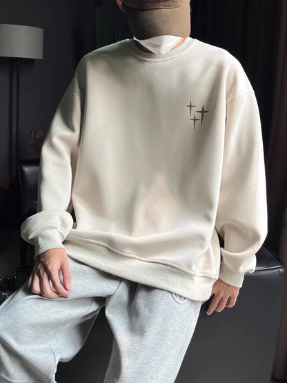 Trendy Korean Personalized Street Sweatshirt Men American Fashion Brand High Street Hip Hop Letter Round Neck Long Sleeved Top Street King Limited
