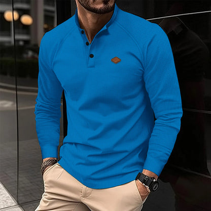 Streetwear New Vintage Waffle Mens Henry Shirt With Button Down Crew Neck And Lon 2024 New Vintage Waffle Mens Henry Shirt With Button Down Crew Neck And Long Sleeves Fashion Sweater Jacket With Graphic Design For Men