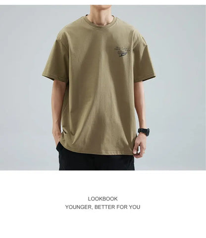 Summer Korean Pure Cotton Round Neck Short-sleeved T-shirt Men's Trendy Y2K Personalized Street Ins Casual Half-sleeved Top Street King Limited
