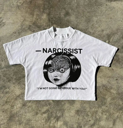 Y2k Streetwear Gothic Anime Graphic Print Oversized T-Shirt Men's Fashion Harajuku Rock Loose Round Neck Casual Short Sleeve Top Street King Limited