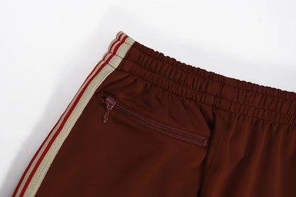 good quality brown motion casual pants men woman lovers trend side edge weaving embroidery drawstring loose trousers unique default style 4822