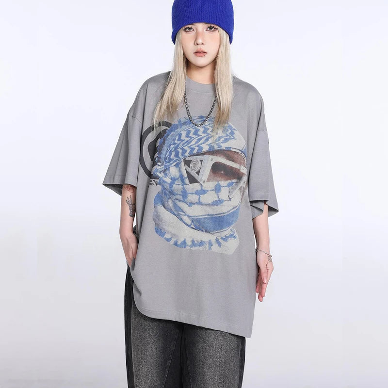 Black White Blue SAINT T-shirt Men Woman Good Quality Vintage Cartoon Pattern Printing Loose Casual Top Tees Street King Limited