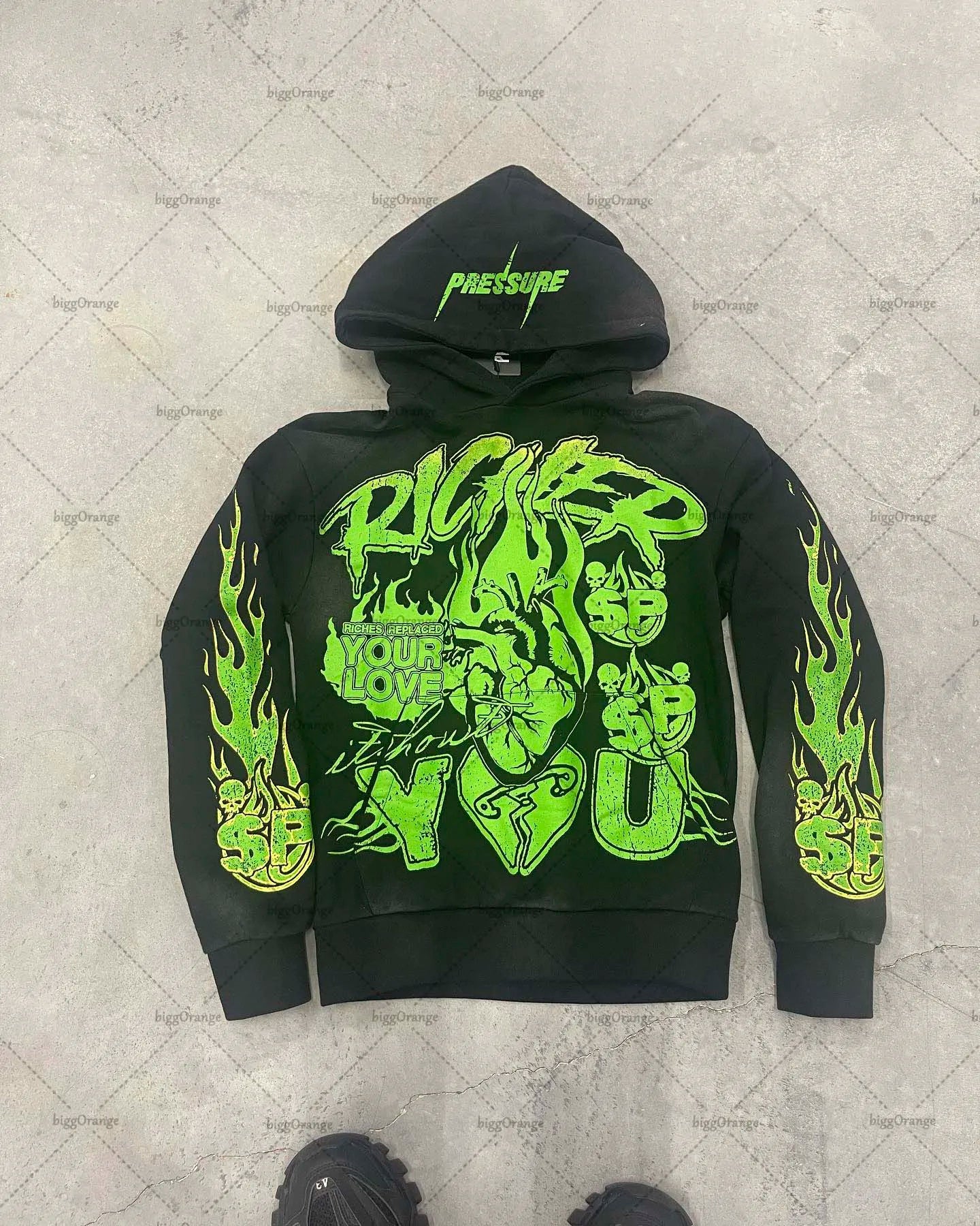 American 2023 New Color Letter Gothic Print Oversized Hoodie Women's Y2K High Street Hip-Hop Loose Pullover Sweatshirt Women's Street King Limited
