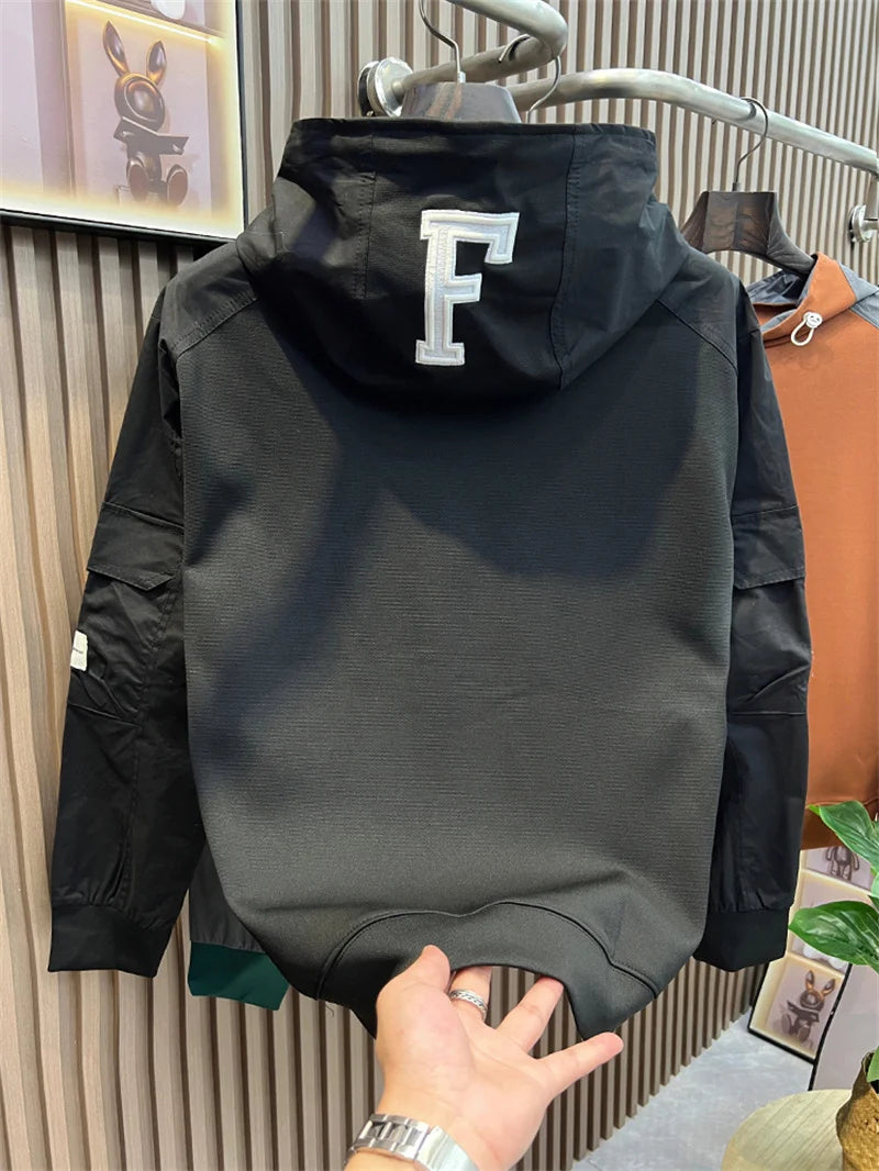 New Patchwork Long Sleeve Hoodies For Men Letter Embroidered Y2K Streetwear Hooded Sweatshirts Hip Hop Fashion Pullover Hoody Street King Limited