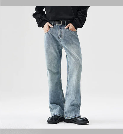 mens retro fashion high street loose casual denim micro flared pants jeans men streetwear plus size jeans trousers 28 40 unique jeans style 2580